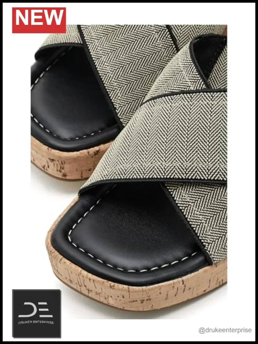 Women's Slip-On Square Toe Canvas Wedge Sandals with Cushioned Insole